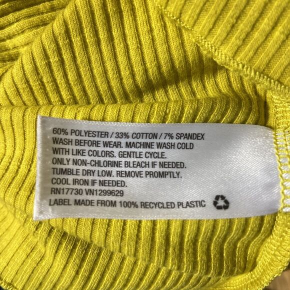 Art Class Girls Yellow Lime Green Ribbed Short Sleeve Bottom Up Top  Med 7/8 - Picture 5 of 6